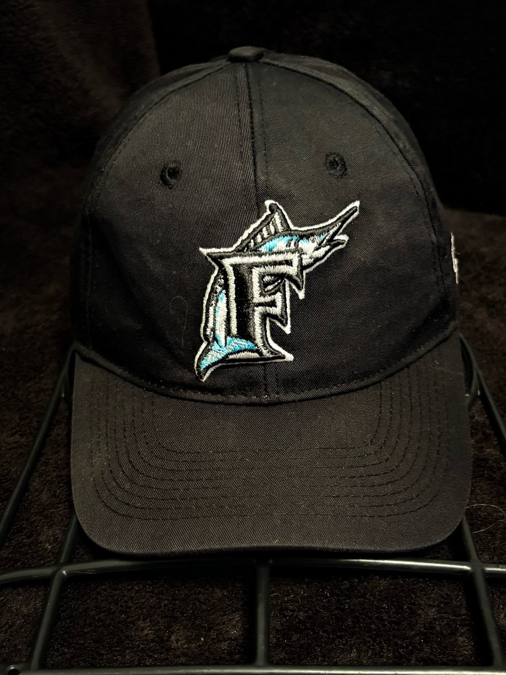 Florida Marlins x OC Sports Team MLB hook and loop black strapback hat OSFM